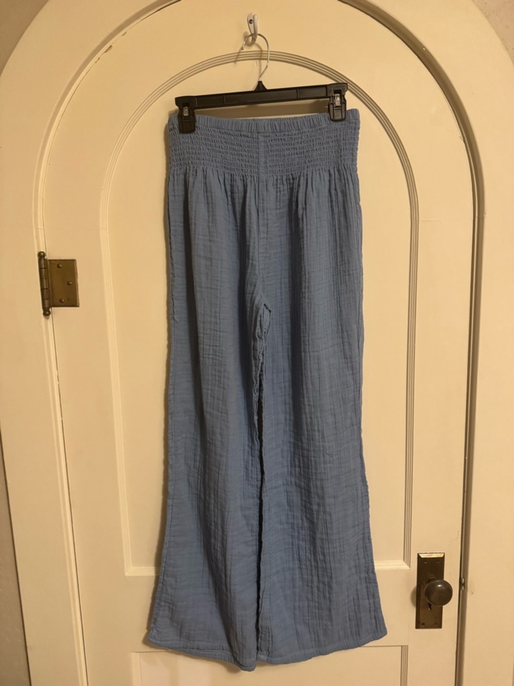 Lotus & Luna Light Blue Gauze Wide-Leg Pants - Smocked Waist